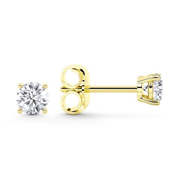 0.25ct Lab Grown Diamond Round Brilliant 4-Prong Stud Earrings in 14k Y Gold - Picture 2 of 6